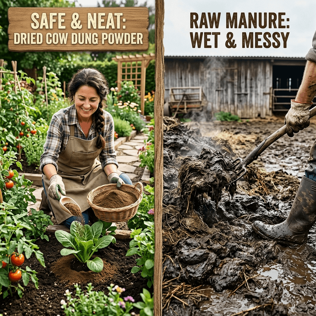 Cow Dung Powder vs. Raw Manure: Which is Safer for Your Home Garden?