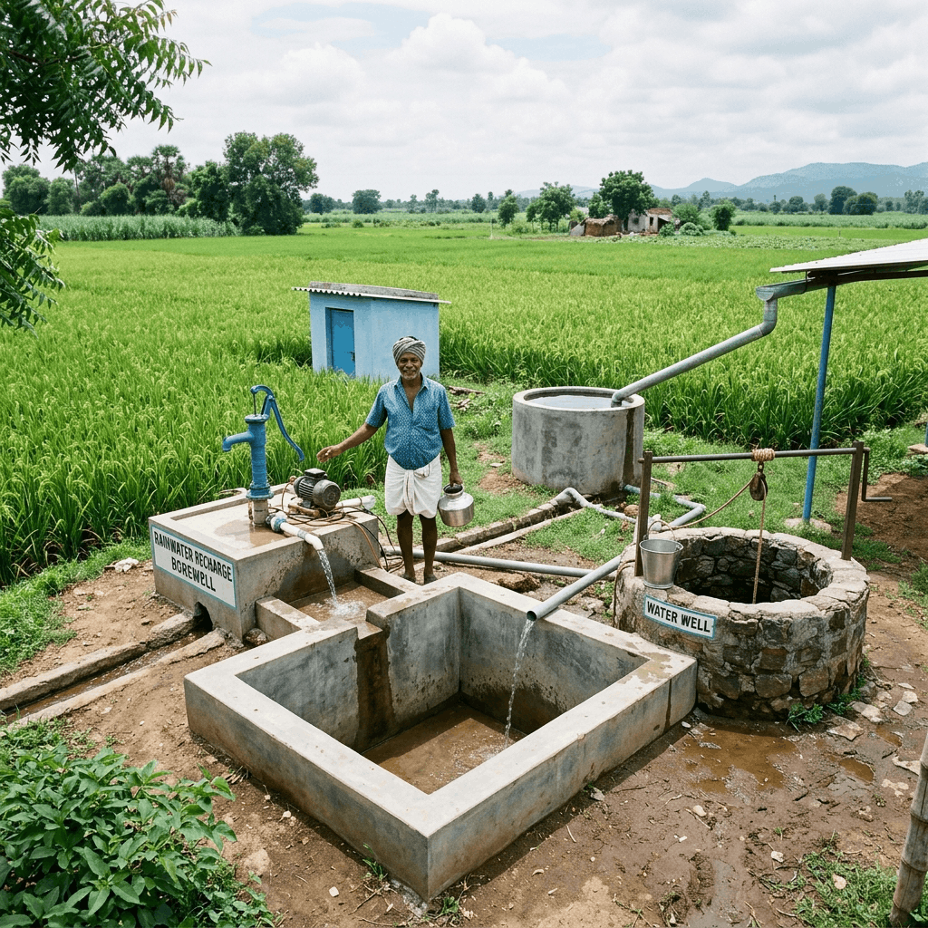How to Recharge Rainwater into Borewells and Water Wells: A Comprehensive Guide for Farmers