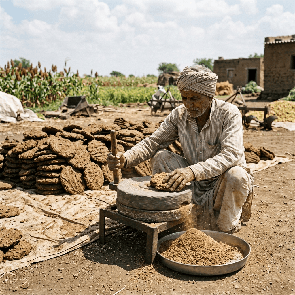 Step-by-Step Process of Making Fine Cow Dung Powder
