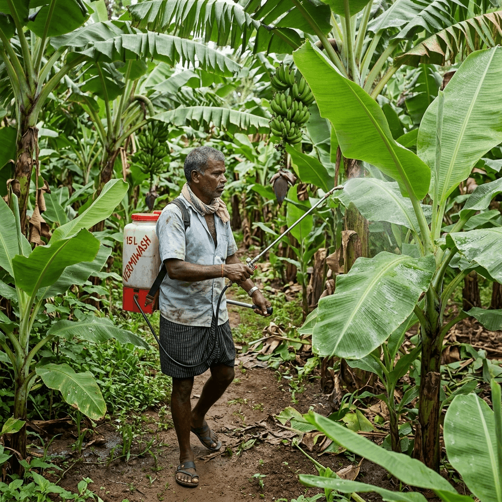How to Use Vermiwash in Banana Plantations